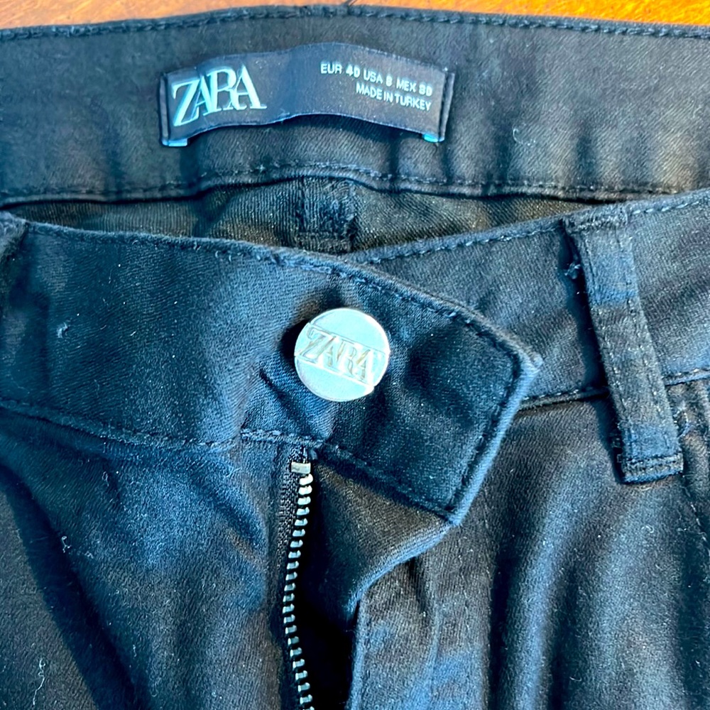 ZARA black cargo slim pants